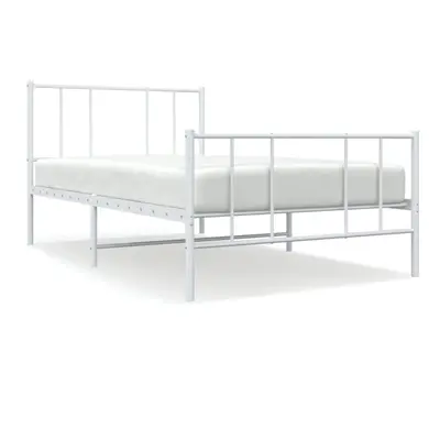 (white, x cm/with headboard & footboard) vidaXL Metal Bed Frame with Headboard Bed Base Mattress