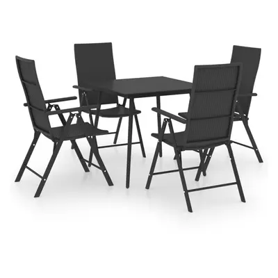 vidaXL Garden Dining Set Piece Black Furniture Table and Chairs Outdoor