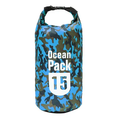 (Light Blue) 15L Waterproof Bag Camping Rafting Storage Dry Bag Swimming Bag Lightweight Diving 