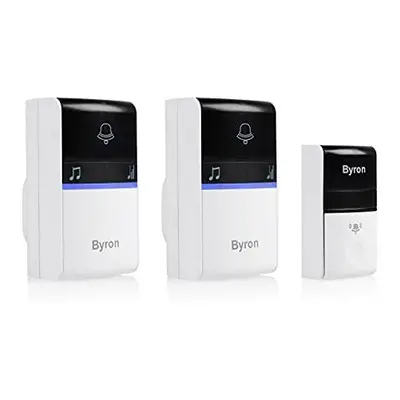 Byron DBY-23415UK Wireless Portable Doorbell Set, 100m Range, Melodies, White & Black