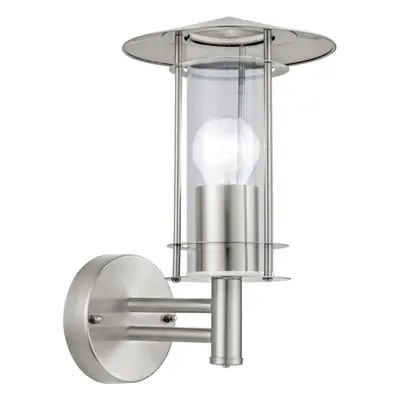 IP44 Outdoor Wall Light Stainless Steel & Glass Shade x 60W E27 Porch Lamp