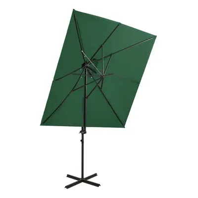 vidaXL Cantilever Umbrella with Double Top Green 250x250 cm Sunshade Parasol