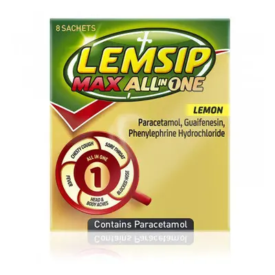 LEMSIP MAX ALL IN ONE COLD & FLU LEMON HOT DRINK - SACHETS