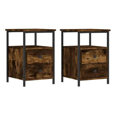 (smoked oak) vidaXL Bedside Cabinets Nightstand Bed Table pcs Sonoma Oak Engineered Wood