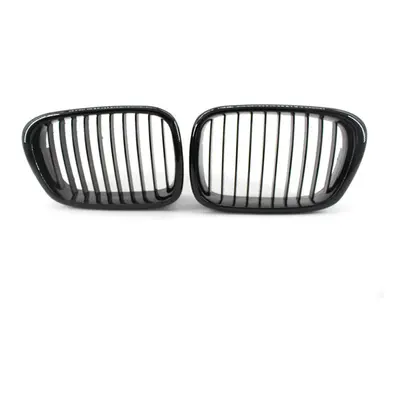 2Pcs Gloss Black Front Bumper Hood Kidney Grille Racing Replacement for BMW 5-Series E39 M5