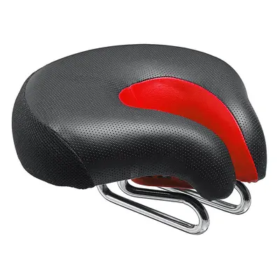 (Red) Bicycle Noseless Saddle Wide Large Soft PVC PU Pad