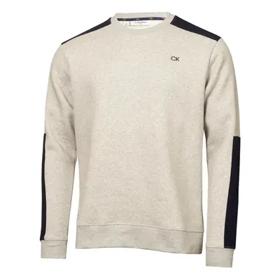 (XL, Pale Silver Marl) Calvin Klein Mens Walker Crew Neck Cotton Blend Comfort Golf Sweater