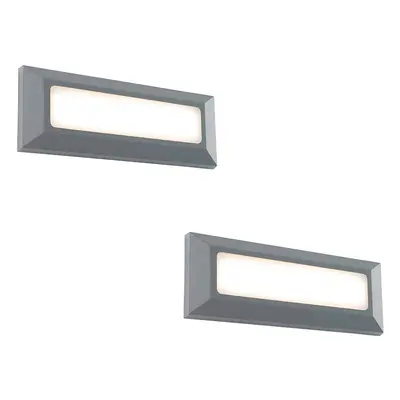 2 PACK Outdoor IP65 Pathway Guide Light - Direct 3W Warm White LED - Gray ABS