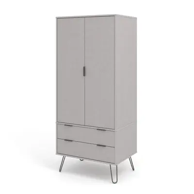 Grey Door Drawer Double Wardrobe Cupboard Bedroom Storage With Clothes Rail