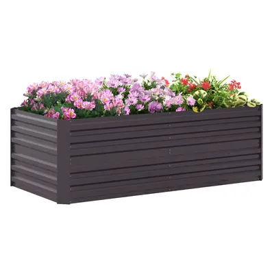 Outsunny Galvanised Steel Outdoor Raised Bed w/ Reinforced Rods, Dark Grey