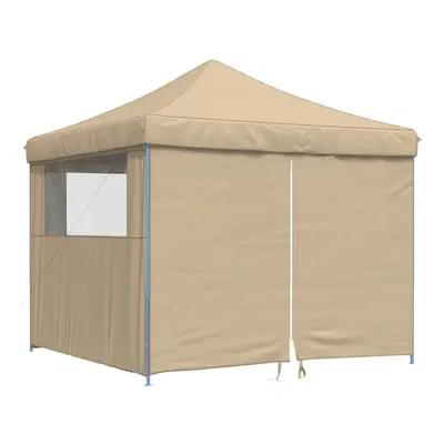 (beige, with sidewalls) vidaXL Foldable Tent Canopy Patio Pavilion Gazebo Pop up Tent Marquee Ca