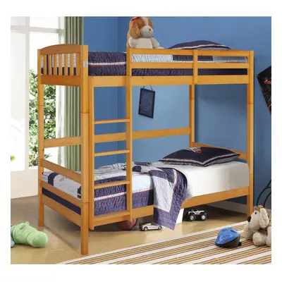 (Caramel, With x Kerri Mattress) 3ft Wooden Combination Bunk Bed In Grey White Or Caramel