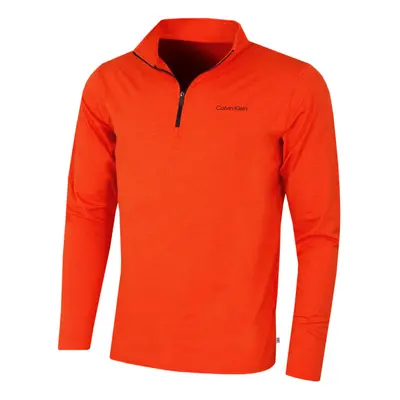 (S, Spicy Orange Marl) Calvin Klein Mens Newport Half Zip Thermal Breathable Lightweight Sweater