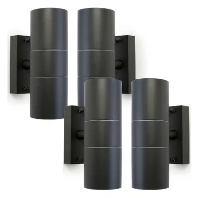 4 PACK GU10 Anthracite Up & Down Wall Lights Outdoor Twin Dimming Lamp Fitting