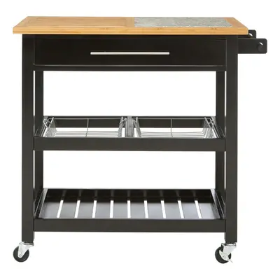 Premier Housewares Wide Kitchen Trolley with Granite Top