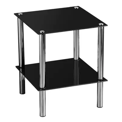 Premier Housewares Tier Black Glass End Table