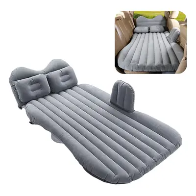 (Grey) Portable Car Mattress Foldable Cushion Air Bed Inflatable with Air-Pump Camping Travel