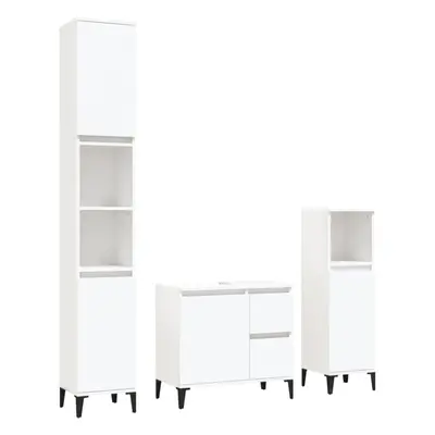 (white) vidaXL Bathroom Cabinet Set Washroom Vanity Unit Set Piece Engineered Wood