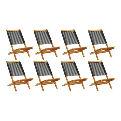 (black, pcs) vidaXL Garden Chairs Outdoor Dining Chair Solid Wood Acacia and Polypropylene