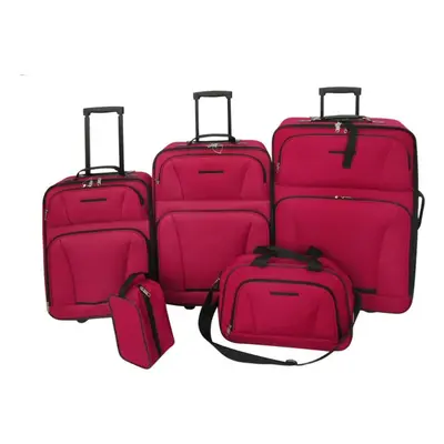 5 pcs Trolleys Travel Luggage Trolley Suitcase Set Red