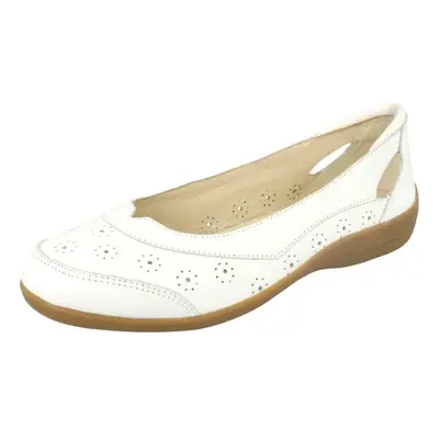 (UK 5.5, White) Ladies Padders Cut Out Ballerina Flats Demi - EE Fit