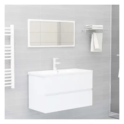 vidaXL Bathroom Furniture Set White Chipboard Wall Cabinet Bathroom Cupboard