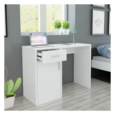 vidaXL Desk with Drawer and Cabinet White 100x40x73cm Computer Writing Table