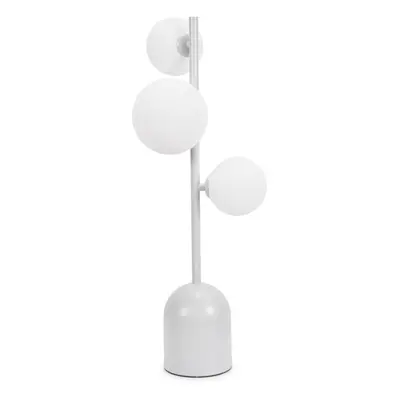 ValueLights Marlow Oyster Grey Opaque Globe Way Table Lamp & Bulbs