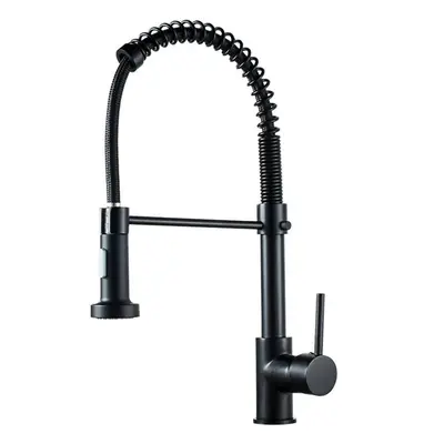 Matte Black Spring Kitchen Sink Faucet Pull Out Spout Single Lever Hot Cold Water Mixers Tap Dow