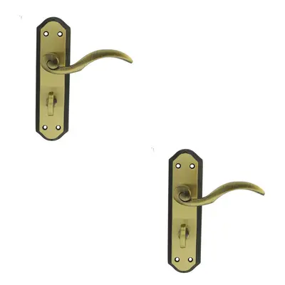 2x PAIR Spiral Sculpted Lever on Bathroom Backplate x 48mm Florentine Bronze