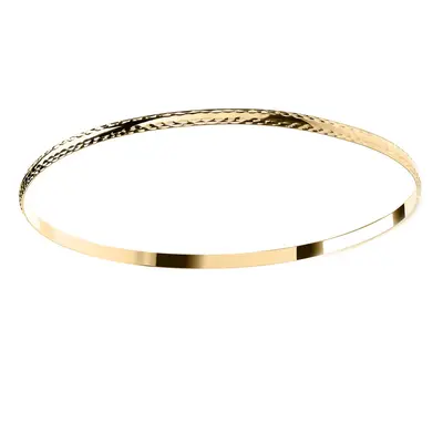 Jewelco London Ladies Solid 9ct Yellow Gold D-Shape Diamond-cut Edge Polished Channel 3mm Bangle