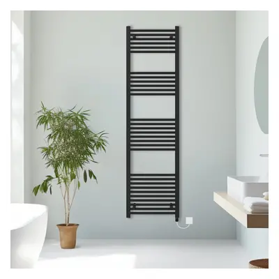 (Black, 1800x500mm) Prefilled Electric Straight Heated Towel Rail Radiator Ladder Warmer