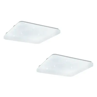 2 PACK Wall Flush Ceiling Light White Shade White With Crystal Effect LED 17.3W