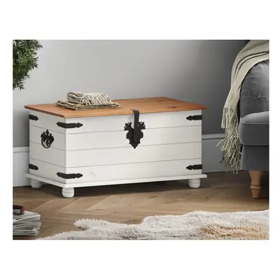 Corona White Wax Blanket Box Ottoman Storage Chest