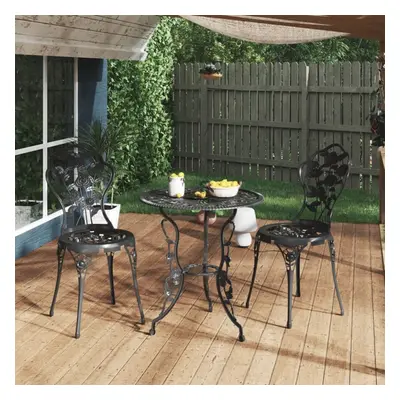 vidaXL Bistro Set Piece Cast Aluminium Black Patio Balcony Table and Chair