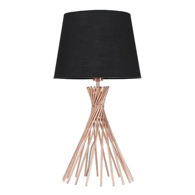 Modern Copper Metal Wire Twist Design Table Lamp with a Black Tapered Light Shade