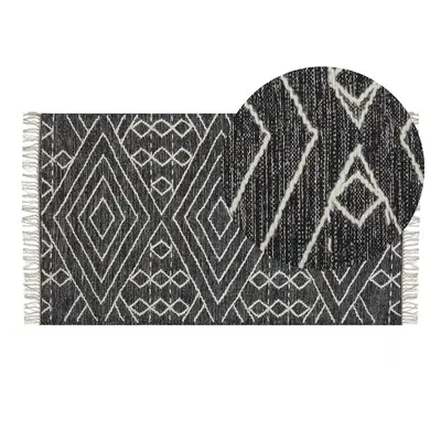 Cotton Area Rug x cm Black and White KHENIFRA