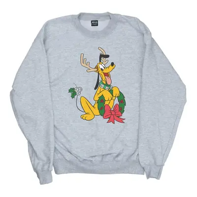 (3XL, Sports Grey) Disney Mens Pluto Christmas Reindeer Sweatshirt