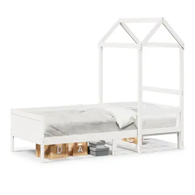 (white) vidaXL Day Bed with Roof Bedroom Sofa Bed Daybed Guest Bed Solid Wood Pine