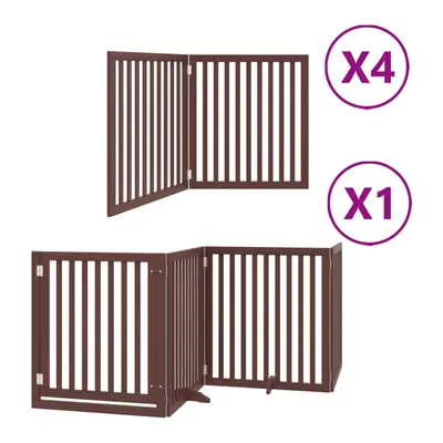 (brown, x x cm/ pcs) vidaXL Dog Gate with Door Foldable Panels Dog Fence Pet Gate Poplar Wood