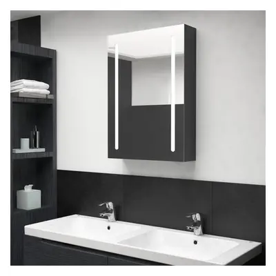 vidaXL LED Bathroom Mirror Shining Black Medicine Cabinet Furniture Vanity