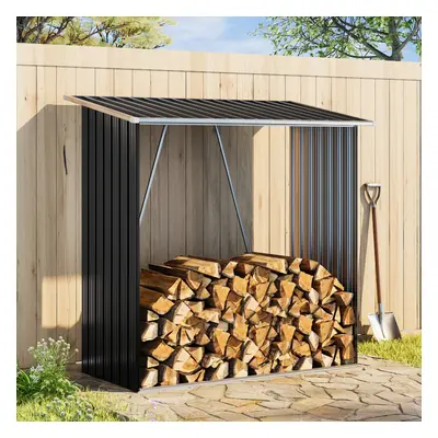 (Anthracite) Garden Firewood Log Shed Storage Stand Tool House