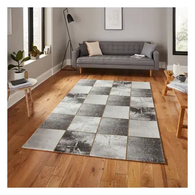 (Dark Grey / Gold, x Cm) Think Rugs Craft Abstract Textured Rug