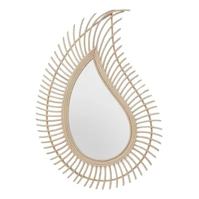 Interiors by Premier Teardrop Natural Rattan Wall Mirror, Large Wood Wall Mirror, Mirror with Ra