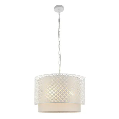 Hanging Ceiling Pendant Light White & Pale Grey Shade 500mm Boutique Round Lamp