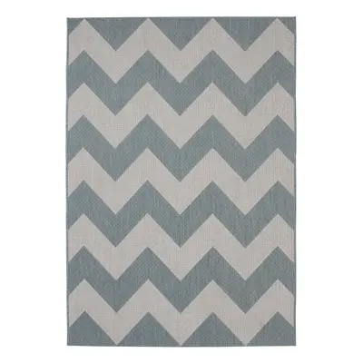 Cottage Zig Zag Rug Flat Weave Mat 120cm x 170cm (Blue)