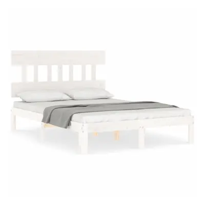 (white, x cm/with headboard) vidaXL Bed Frame Bedroom Platform Bed Wooden Bedstead Bed Base Soli