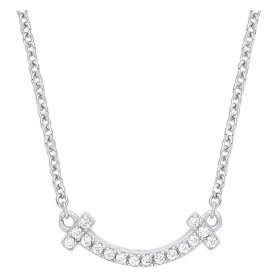 Jewelco London Ladies Rhodium Plated Sterling Silver CZ Smile Letter i Swing Lavalier Necklace +