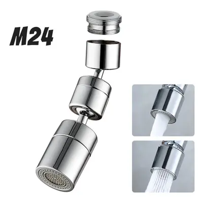 (M24) Universal Extender Splash Filter Faucet Rotate Water Outlet Faucet Silver