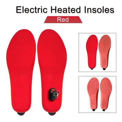 (Red) Electric Heated Shoe Insole Sock Feet Heater USB Battery Heat Foot Warmer Pad